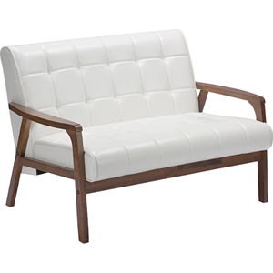 Masterpieces Faux Leather Loveseat - White 