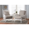 Hillary Wood Spindle-Back Accent Chair - White and Beige Cushion (Set of 2) - WI-TSF-6391-BEIGE-WHITE-AC