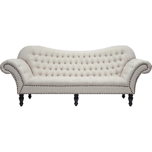 Bostwick Linen Classic Victorian Sofa - Nailhead, Beige 