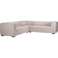 Verdicchio Linen Sectional Sofa - Button Tufted, Beige