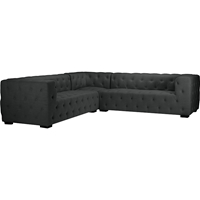 Verdicchio Linen Sectional Sofa - Button Tufted, Dark Gray