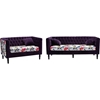 Freya 2-Piece Sofa Set - Purple, Beige - WI-TSF-8127-PURPLE-VELVET-CALICO-2PC-SET