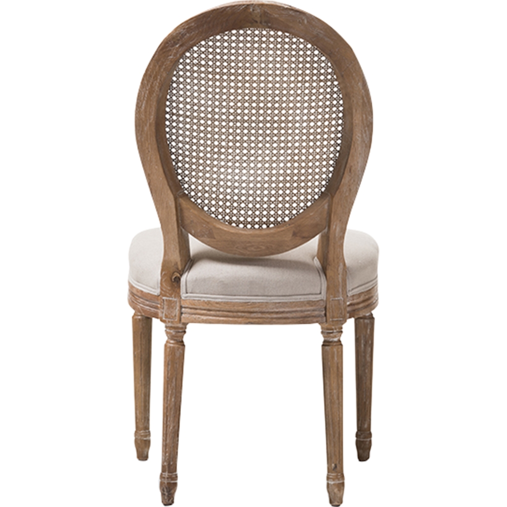 Adelia Upholstered Dining Side Chair - Round Cane Back, Beige | DCG Stores