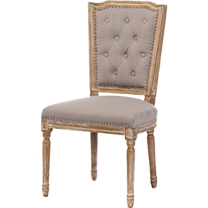 Estelle Fabric Upholstered Dining Chair - Button Tufted, Beige 