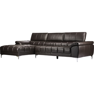Sosegado Leather Sectional Sofa - Left Facing Chaise, Brown 