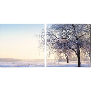 Snowy Solitude Mounted Photography Print Diptych - Multicolor 