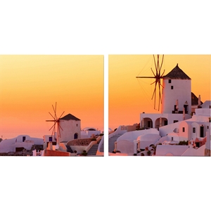 Grecian Crossroads Mounted Photography Print Diptych - Multicolor 