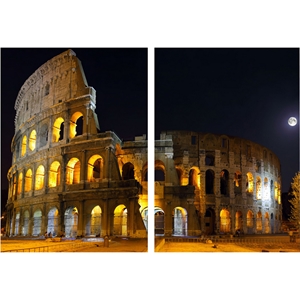 Illuminated Coliseum Mounted Photography Print Diptych - Multicolor 