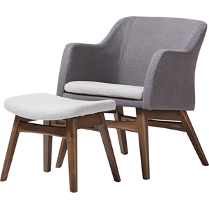 Vera Lounge Chair and Ottoman Set - Gray 