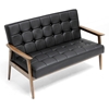 Stratham Modern Sofa - Button Tufts, Wood Frame, Black Seat - WI-WIKI-CN-J-BLACK