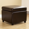 Stella Full Leather Dark Brown Cube Storage Ottoman - WI-Y-162-J001