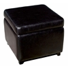 Stella Full Leather Black Square Storage Ottoman - WI-Y-162-J023