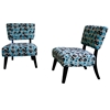Gladys Turquoise and Brown Patterned Fabric Side Chair (Set of 2) - WI-Y-372-D-036