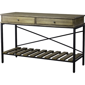 Newcastle 2 Drawers Console Table - Brown, Antique Bronze 