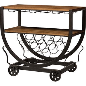 Triesta Wheeled Wine Rack Cart - Antique Black and Brown 
