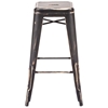 Marius 29" Backless Bar Chair - Steel, Antique Black Gold - ZM-106108