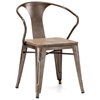 Helix Armchair - Steel, Wood Seat, Faux Rust - ZM-108148