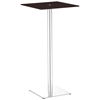 Dimensional Square Bar Table - Chrome Base, Espresso Glass - ZM-601169