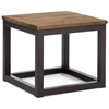 Civic Center Square Side Table - Antique Metal, Planked Wood Top - ZM-98120