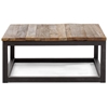 Civic Center Square Coffee Table - Antique Metal, Planked Wood - ZM-98122