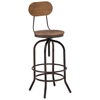 Twin Peaks 28" Bar Chair - Antique Metal, Distressed Natural - ZM-98181