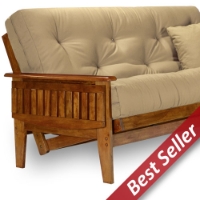 Eastridge Wood Futon Frame (Full or Queen Size) - Tray Arm, Heritage Finish
