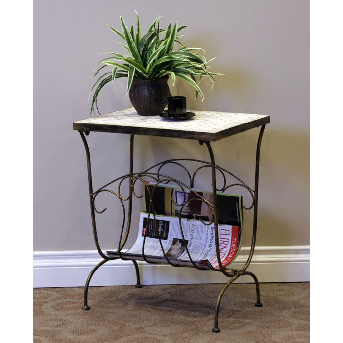 Travertine End Table/Magazine Rack | DCG Stores