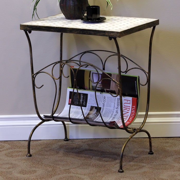 Travertine End Table/Magazine Rack | DCG Stores