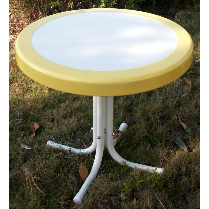 Retro Metal Round Side Table - White & Yellow | DCG Stores