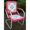 Retro Metal Outdoor Chair - White & Red Coral, Sled Base - 4DC-71540