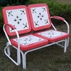 Retro Metal Glider - White & Red Coral, Armrests - 4DC-71550