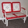 Retro Metal Glider - White & Red Coral, Armrests - 4DC-71550