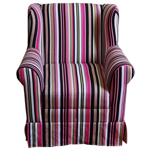 Girls Wingback Chair - Skirt, Rolled Arms, Multi Colored Stripes 