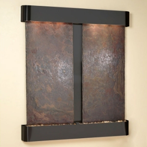 Cottonwood Falls Blackened Copper Frame Wall Fountain in Rajah Slate 