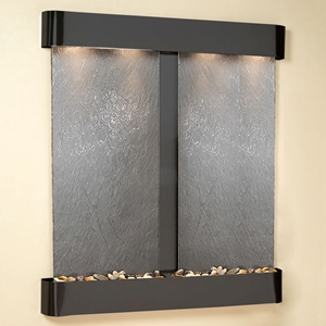 Cottonwood Falls Black Featherstone Wall Fountain - Blackened Copper Frame 