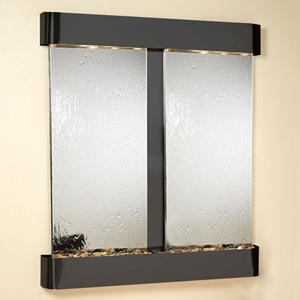 Cottonwood Falls Silver Mirror Wall Fountain with Blackened Copper Frame 