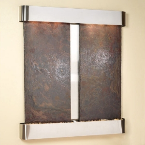 Cottonwood Falls Rajah Slate Wall Fountain with Round Trim 