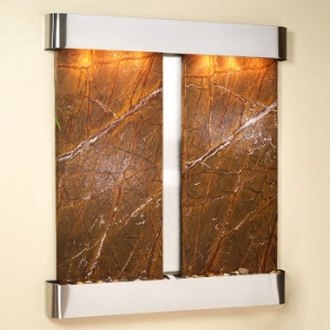 Cottonwood Falls Round Trim Wall Fountain in Rainforest Brown 