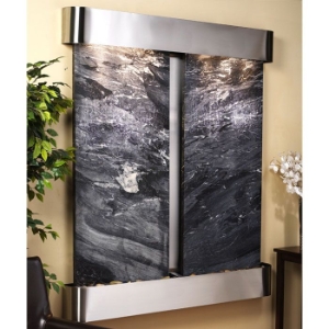 Cottonwood Falls Round Trim Wall Fountain in Black Spider 