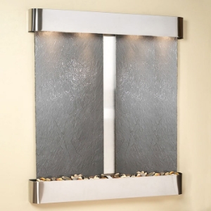 Cottonwood Falls Black Featherstone Wall Fountain - Round Trim 