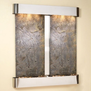 Cottonwood Falls Green Featherstone Wall Fountain - Round Trim 