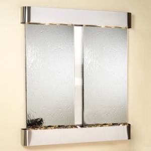 Cottonwood Falls Silver Mirror Wall Fountain with Round Trim 