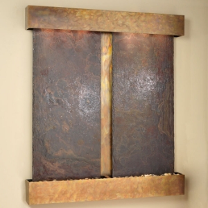 Cottonwood Falls Square Trim Copper Frame Wall Fountain in Rajah Slate 