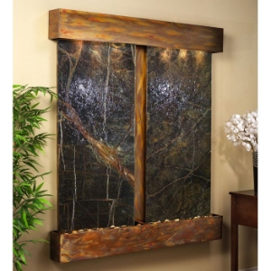 Cottonwood Falls Rainforest Green Wall Fountain - Square Trim Copper Frame 
