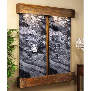 Cottonwood Falls Square Trim Copper Frame Wall Fountain in Black Spider 