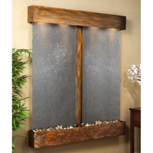 Cottonwood Falls Black Featherstone Wall Fountain - Square Trim Copper Frame 