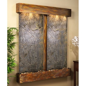 Cottonwood Falls Square Trim Copper Frame Wall Fountain in Green Featherstone 