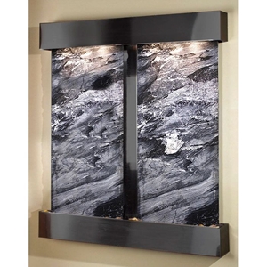 Cottonwood Falls Square Edged Wall Fountain in Black Spider Marble 