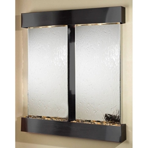 Cottonwood Falls Silver Mirror Wall Fountain with Square Trim 