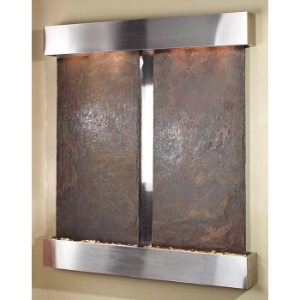 Cottonwood Falls Rajah Slate Wall Fountain - Stainless Steel Frame 